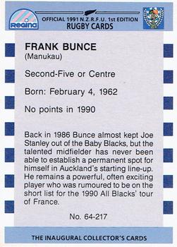 1991 Regina NZRFU 1st Edition #64 Frank Bunce Back